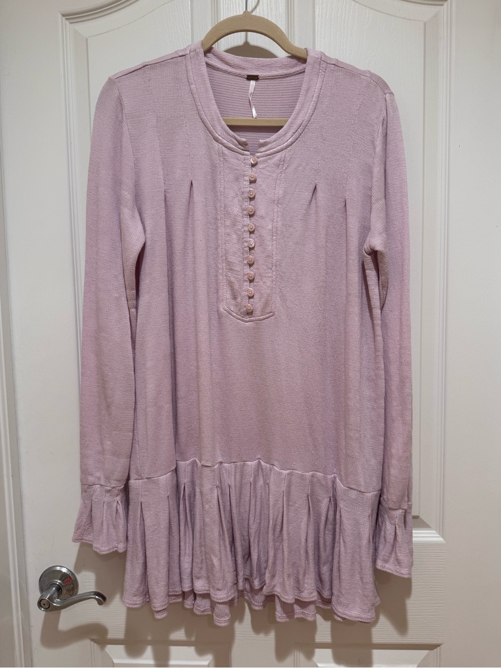 Free People Ruffled Long Sleeve Tunic / Dress in Lilac Size Medium